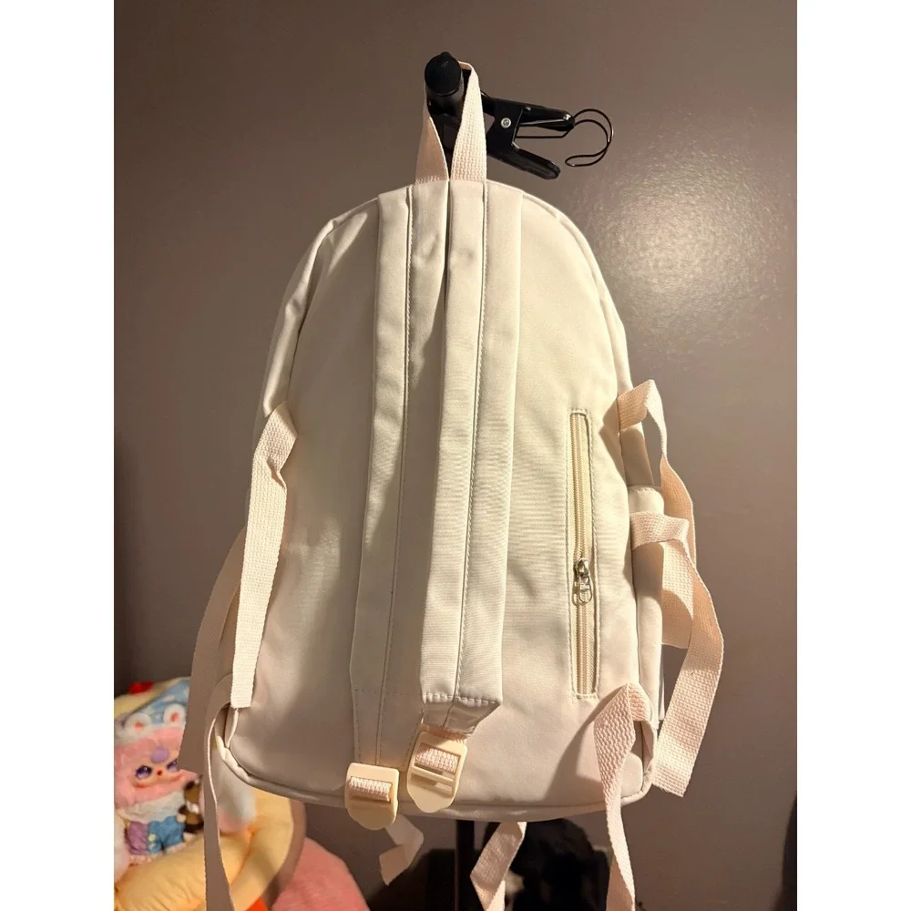 Back to School Backpack! Ivory Color with Stitch on Front Cover Flap with Pocket